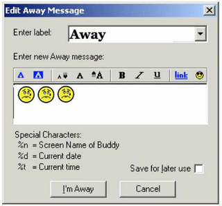 This is REALLY subdued for an away message. Where’s the melodrama?!